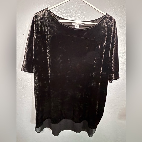 RUFF HEWN GREY‎ Crushed Velvet women’s shirt. SZ XL. Sheer hem. - Picture 1 of 5